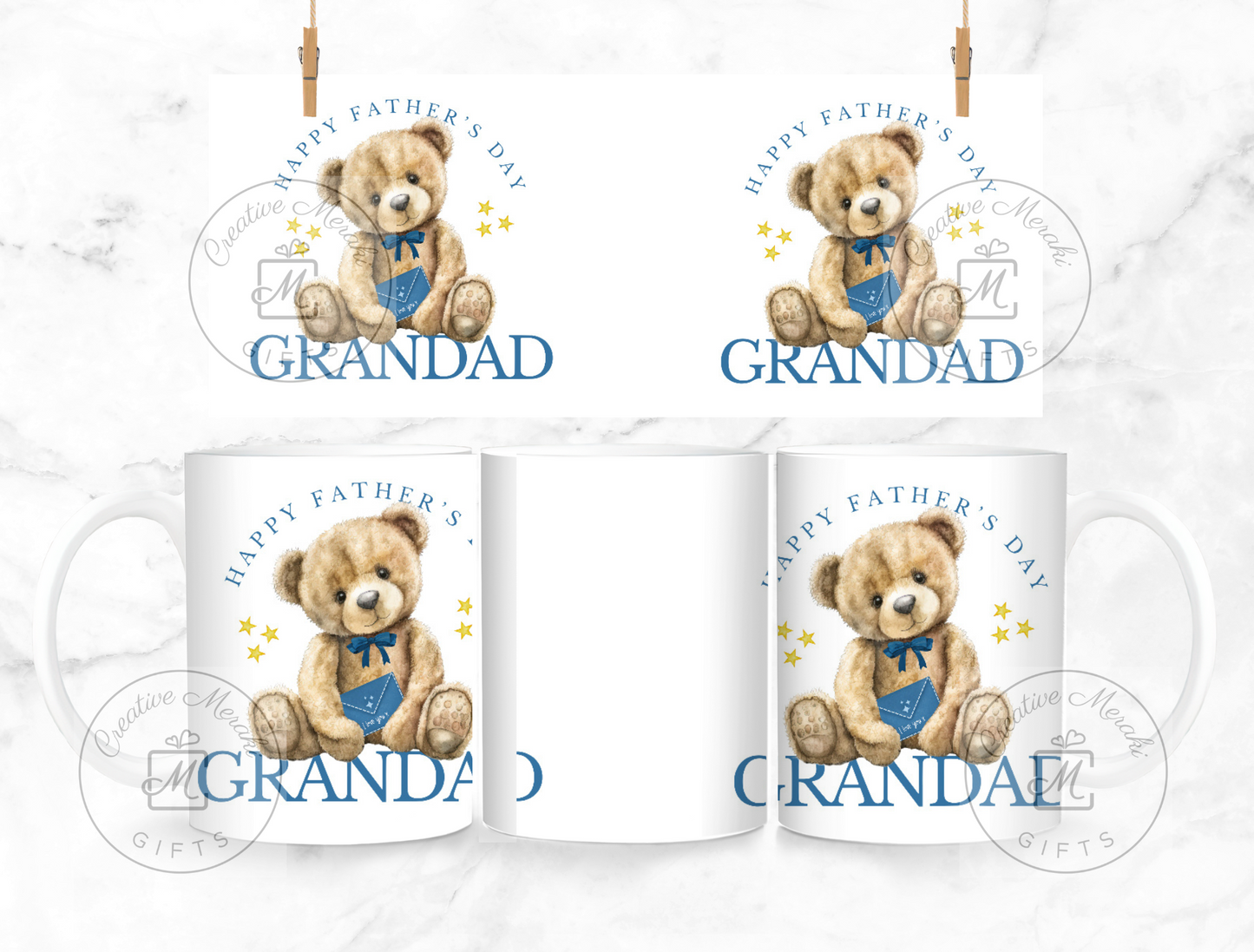Happy Father's Day Grandad Bear Mug and Coaster Set