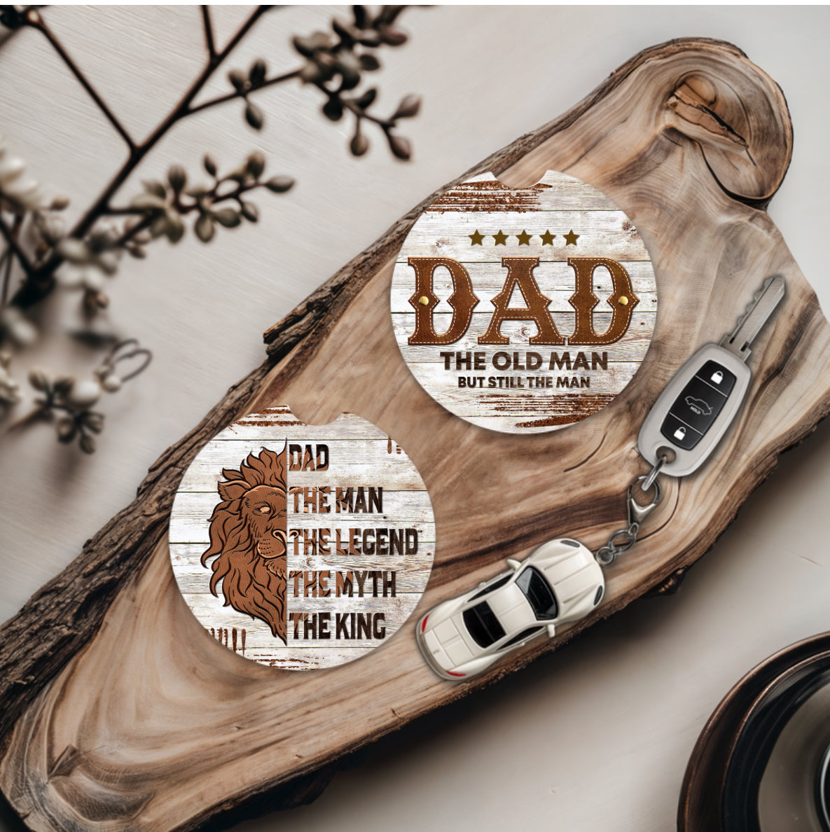 Dad The Old Man & Dad The Man - Father's Day Car Coasters