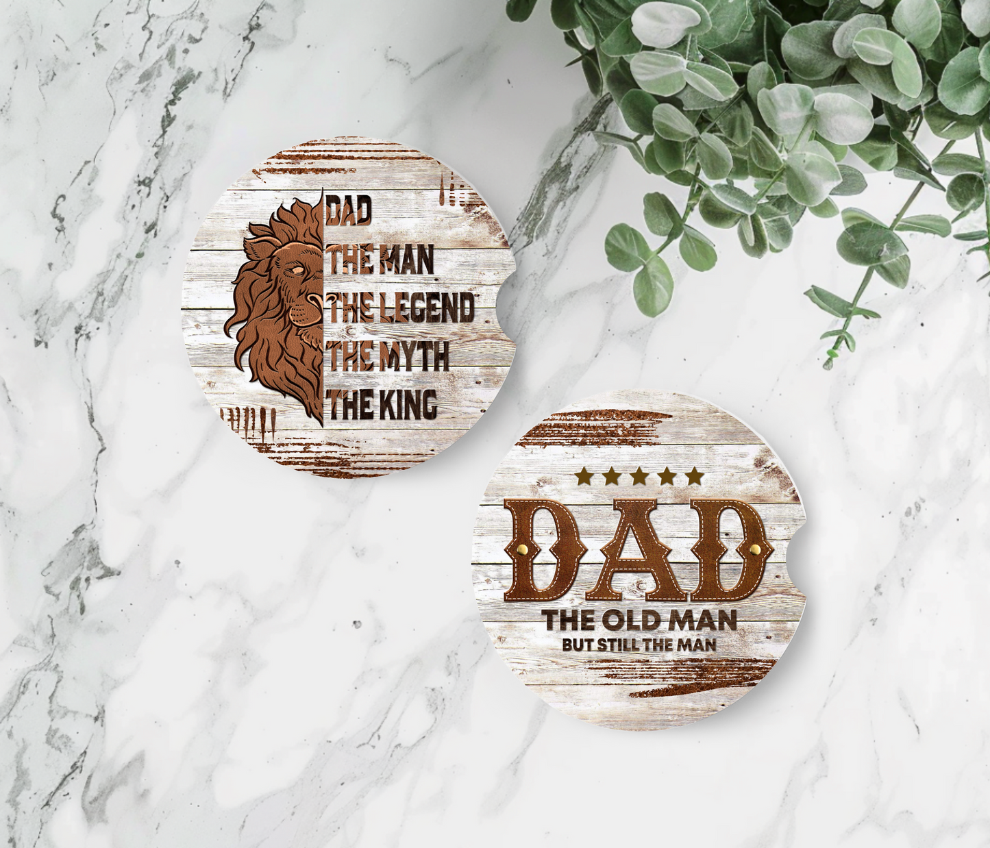 Dad The Old Man & Dad The Man - Father's Day Car Coasters