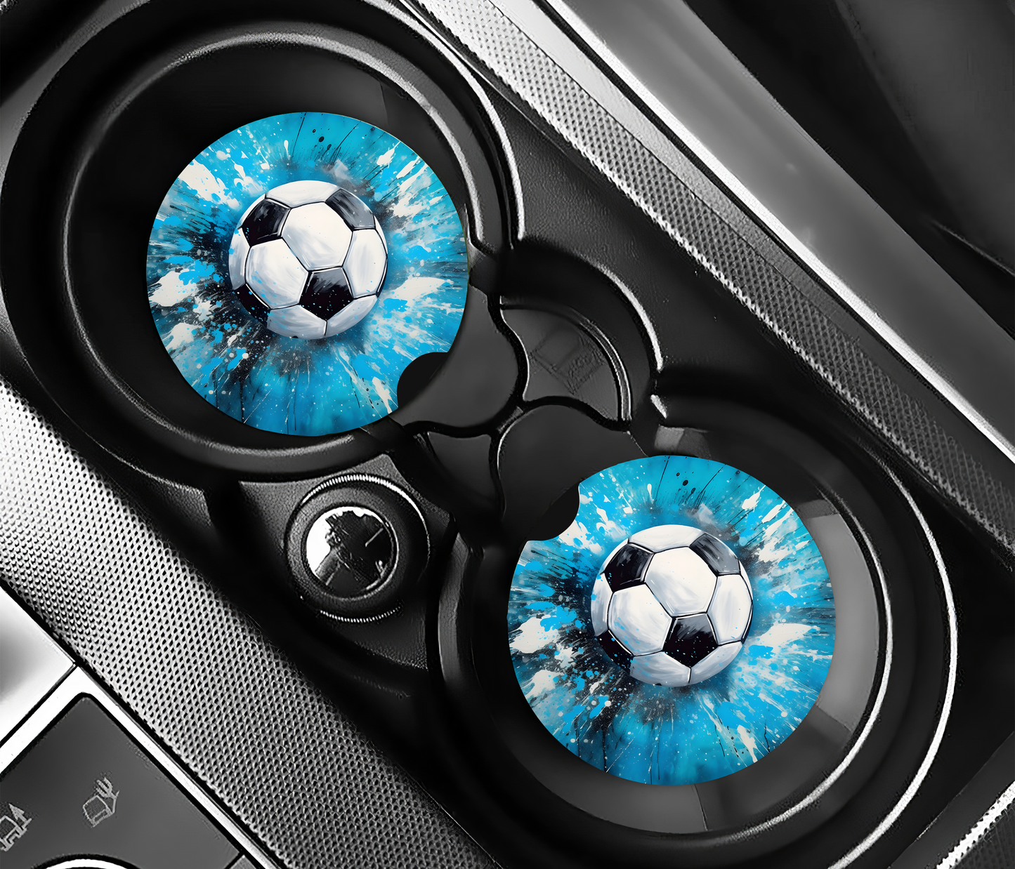 Football on Blue - Father's Day Car Coasters