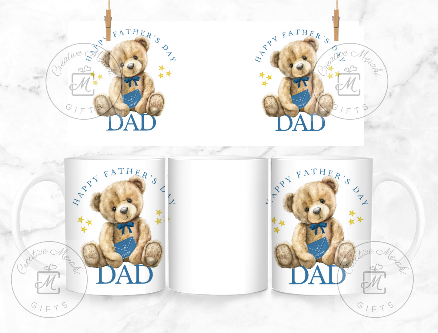 Happy Father's Day Dad Bear Mug and Coaster Set