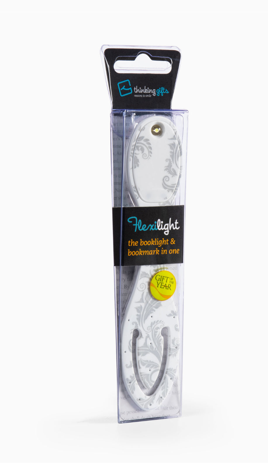 White Floral Flexilight Original Led 2 in 1 Book Light/Bookmark