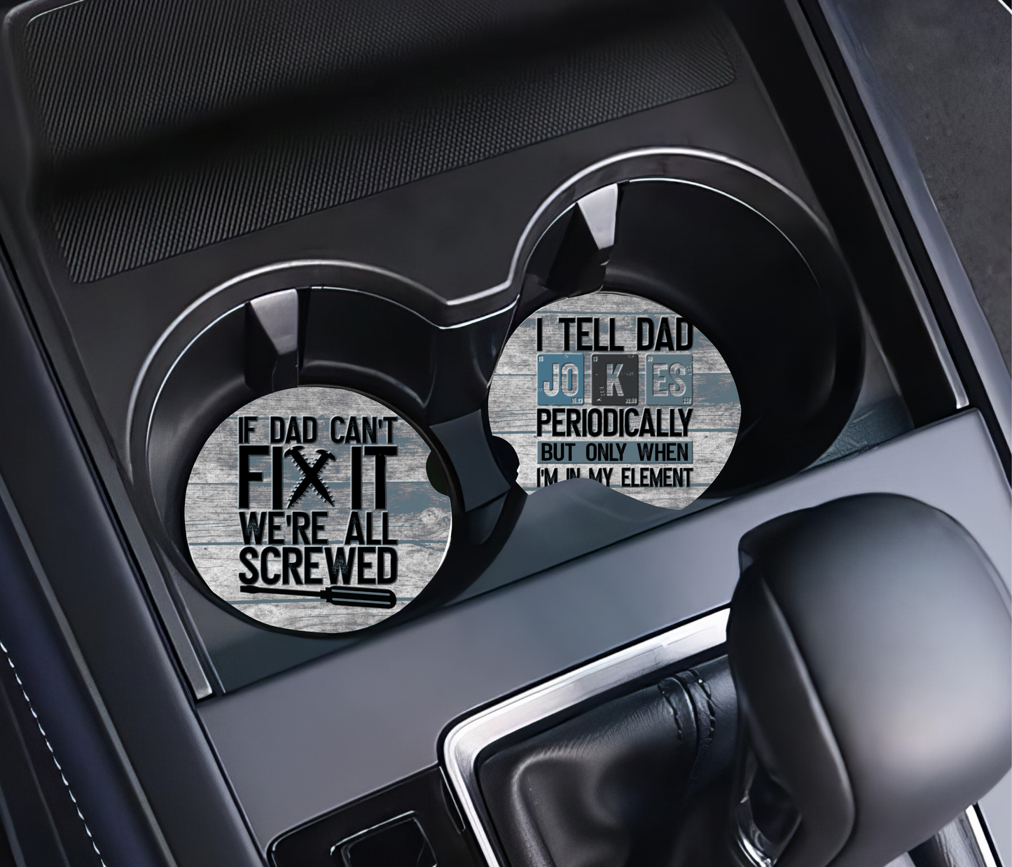 If Dad Can't Fix It & I Tell Dad Jokes - Father's Day Car Coasters