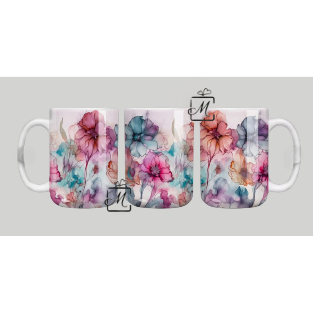 Alcohol Ink Floral Mug 2