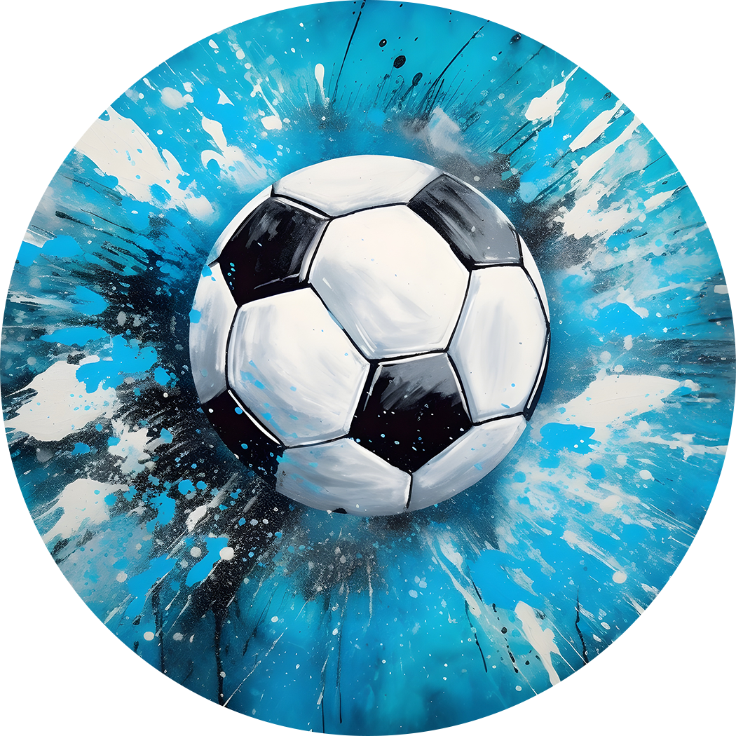 Soccer Ball Splash Back Mug and Coaster Set - Blue