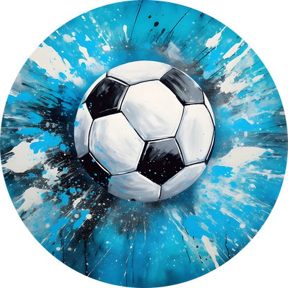 Soccer Ball Splash Back Mug and Coaster Set - Blue