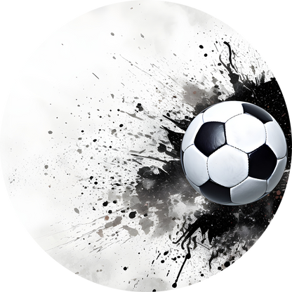 Soccer Ball Splash Back Mug and Coaster Set - White and Black