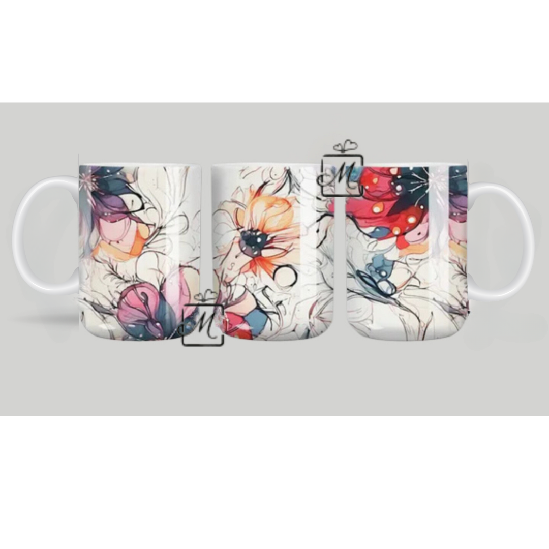 Alcohol Ink Floral Mug 1