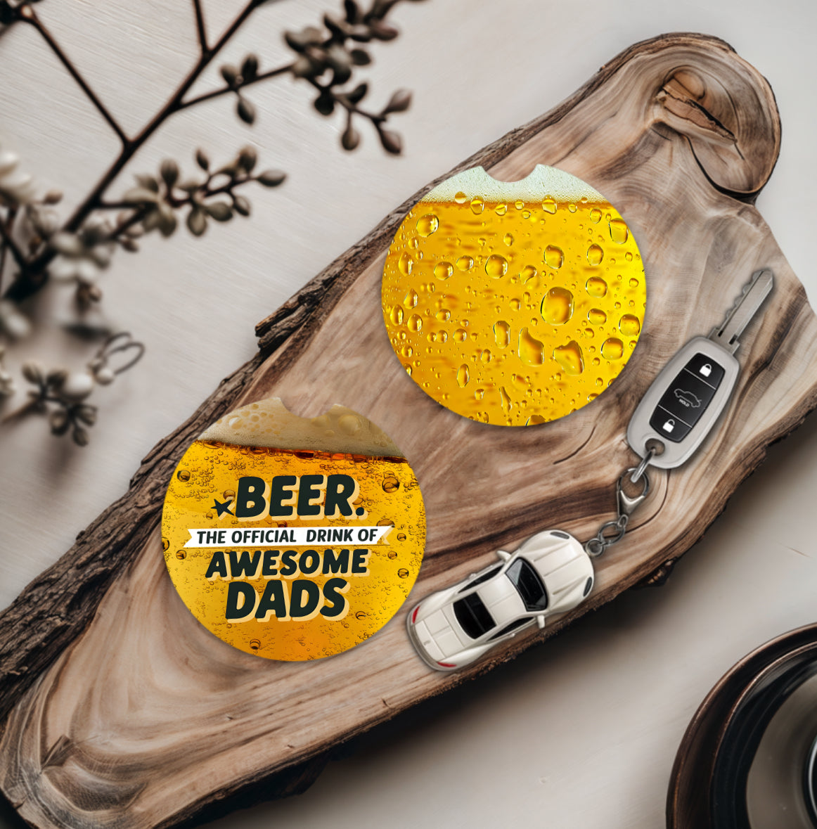 Beer The Official Drink of Awesome Dads  - Father's Day Car Coasters