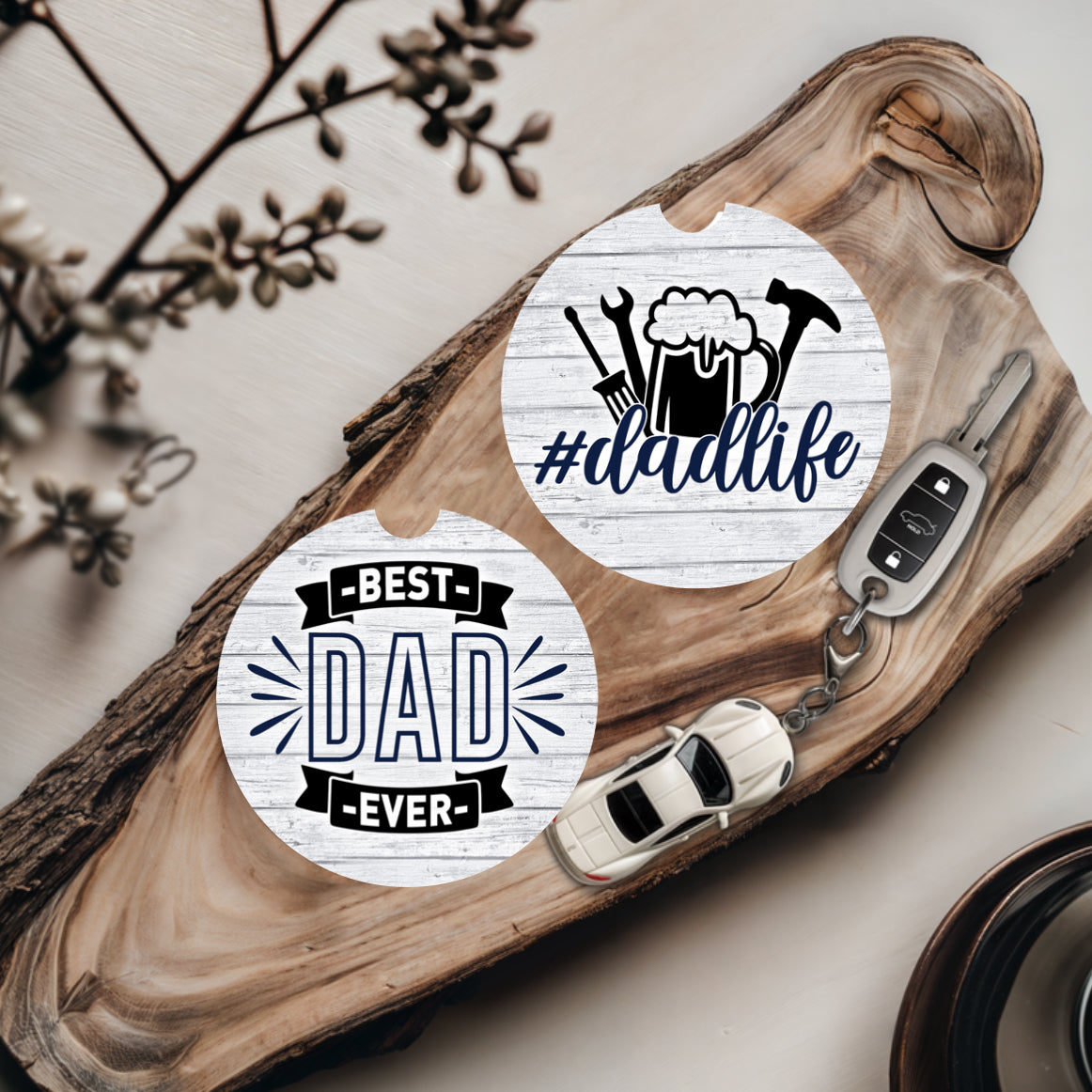 Best Dad Ever & Dadlife  - Father's Day Car Coasters