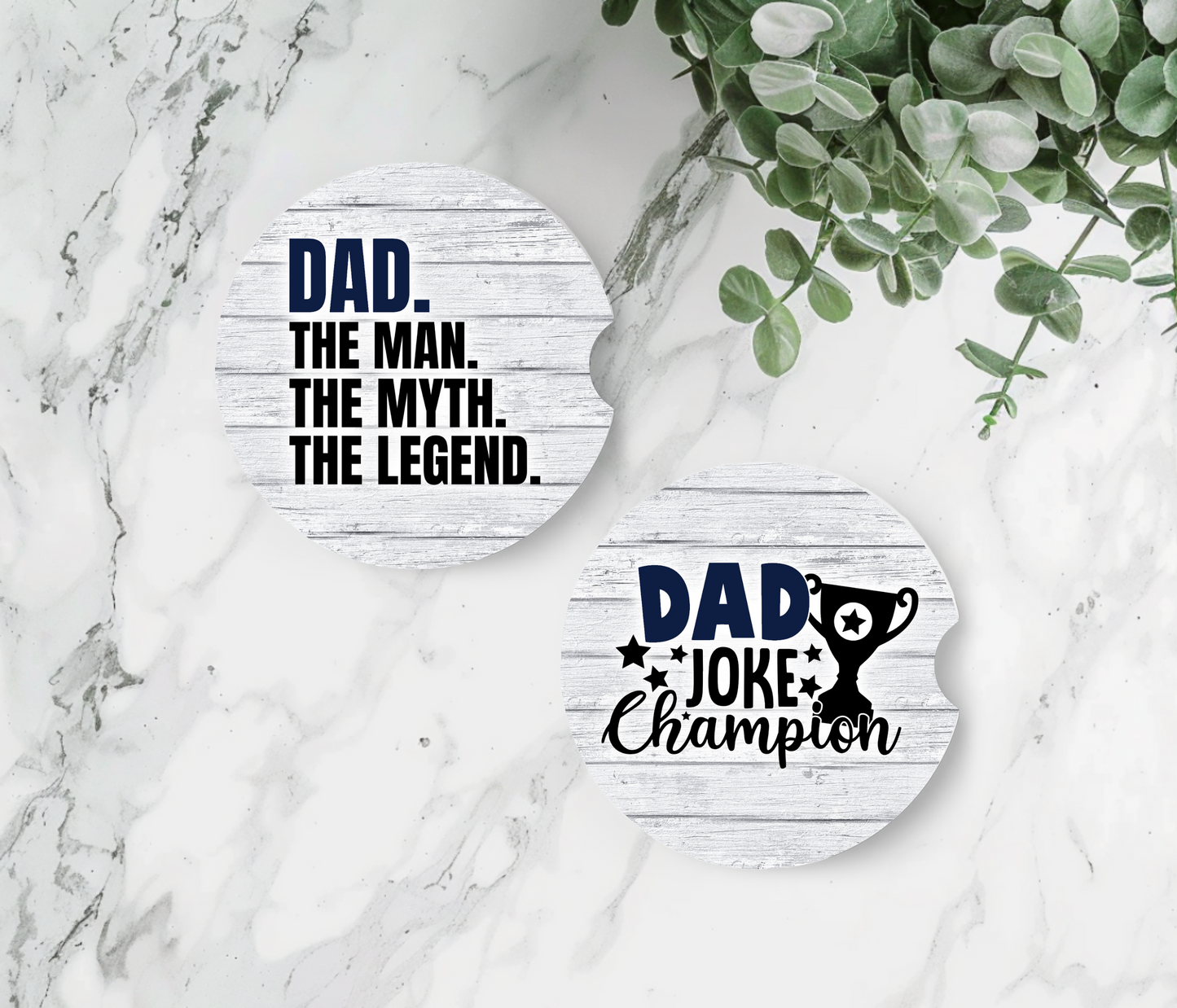 Dad Joke Champion & Dad The Man  - Father's Day Car Coasters