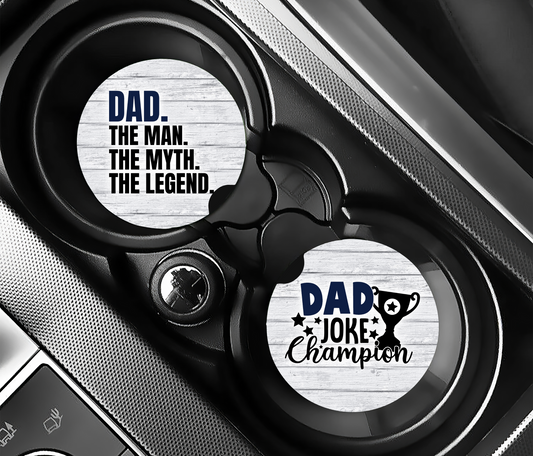Dad Joke Champion & Dad The Man  - Father's Day Car Coasters