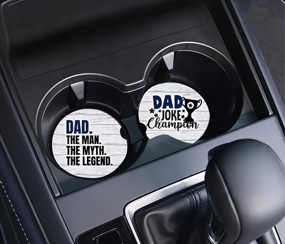 Dad Joke Champion & Dad The Man  - Father's Day Car Coasters