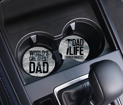 Dad Life & World's Greatest Dad  - Father's Day Car Coasters