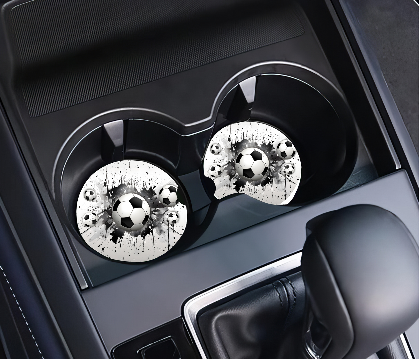 Footballs on White and Black  - Father's Day Car Coasters