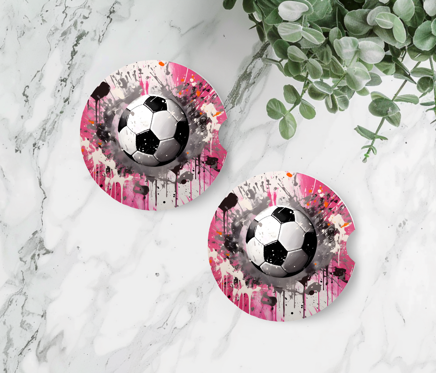 Football on Pink  - Father's Day Car Coasters