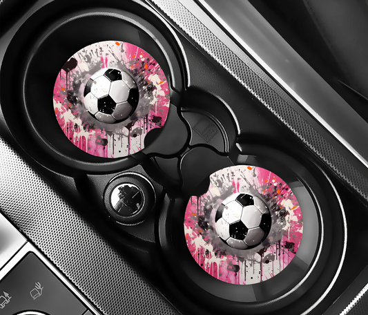 Football on Pink  - Father's Day Car Coasters