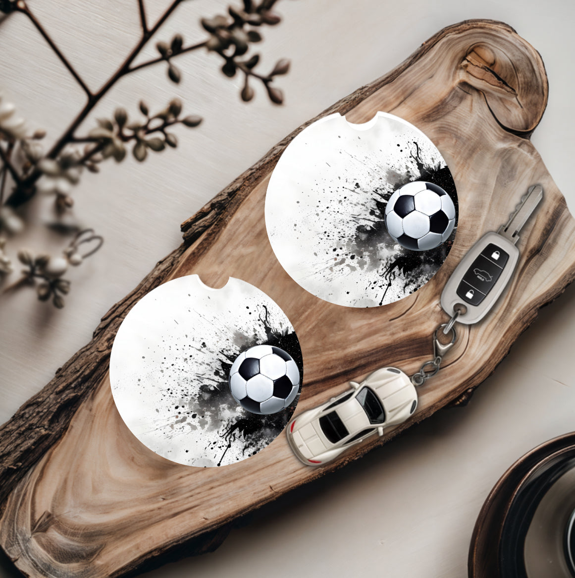 Football on White  - Father's Day Car Coasters