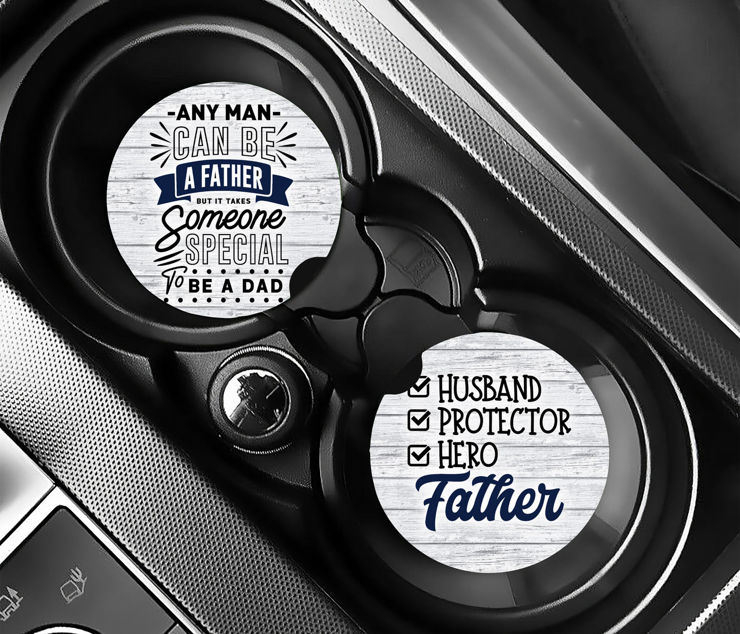 Husband Protector Hero Father & Any Man Can Be A Father  - Father's Day Car Coasters