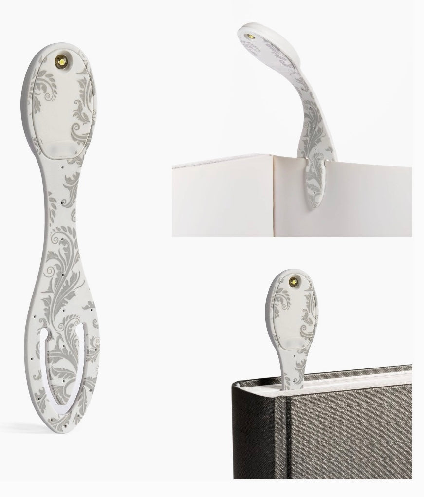 White Floral Flexilight Original Led 2 in 1 Book Light/Bookmark