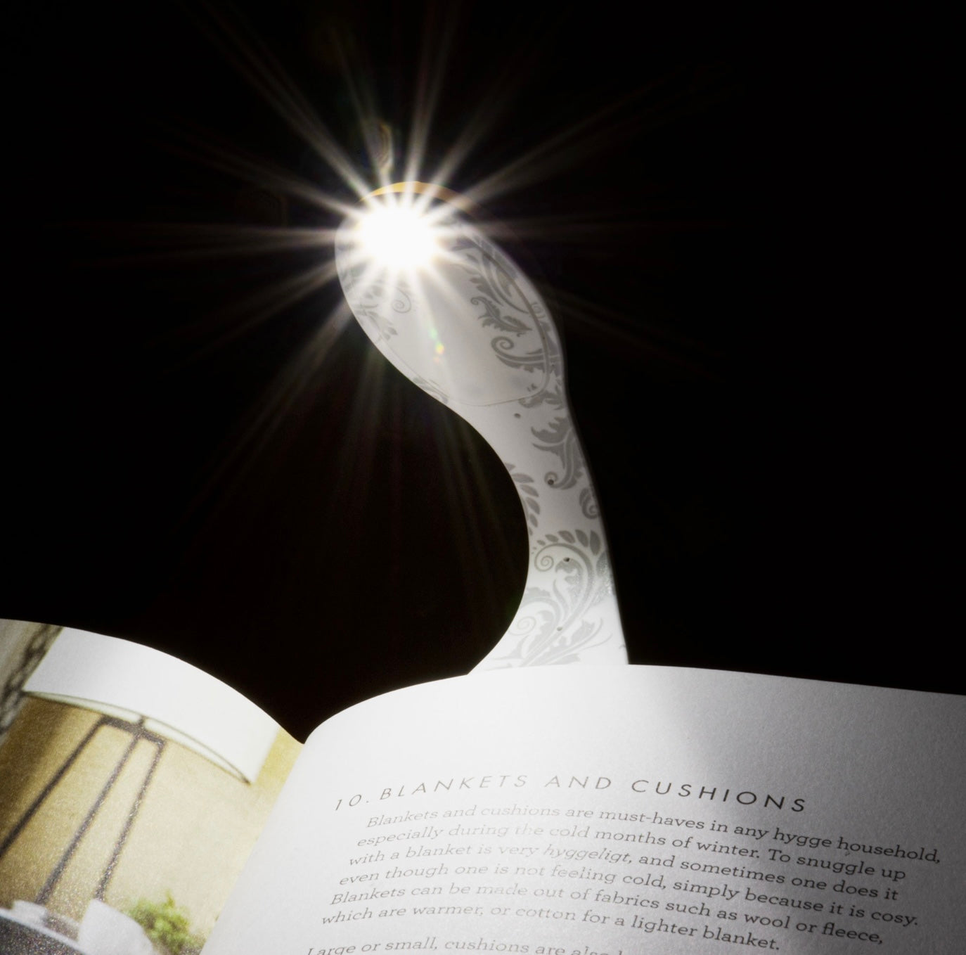 White Floral Flexilight Original Led 2 in 1 Book Light/Bookmark