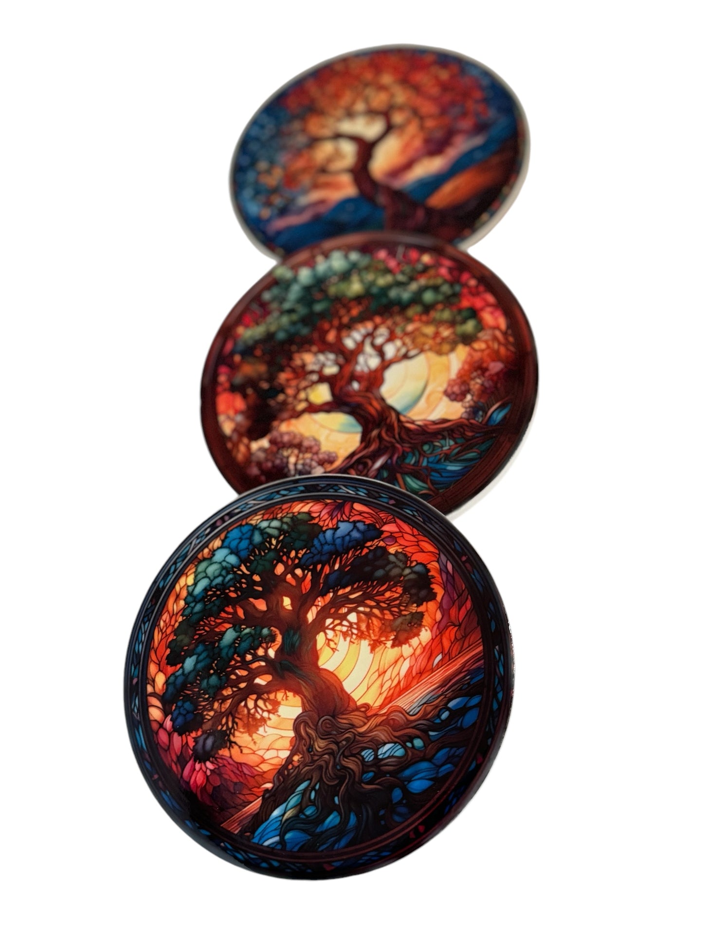 Faux Stained Glass Tree of Life Coasters