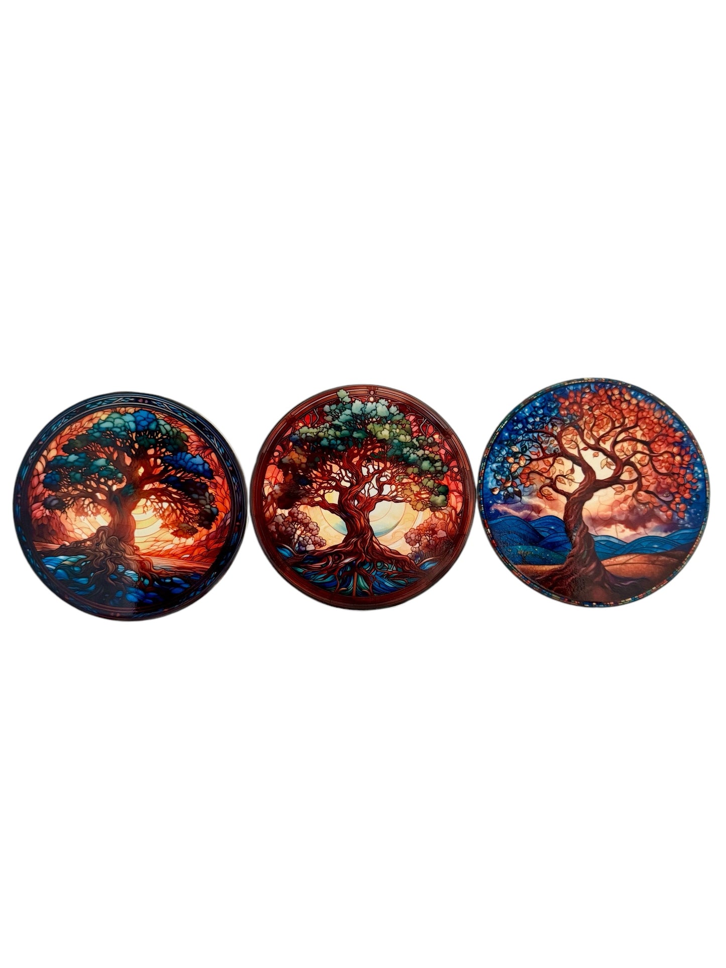 Faux Stained Glass Tree of Life Coasters