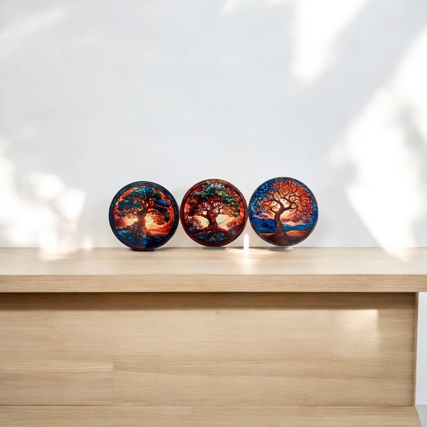 Faux Stained Glass Tree of Life Coasters