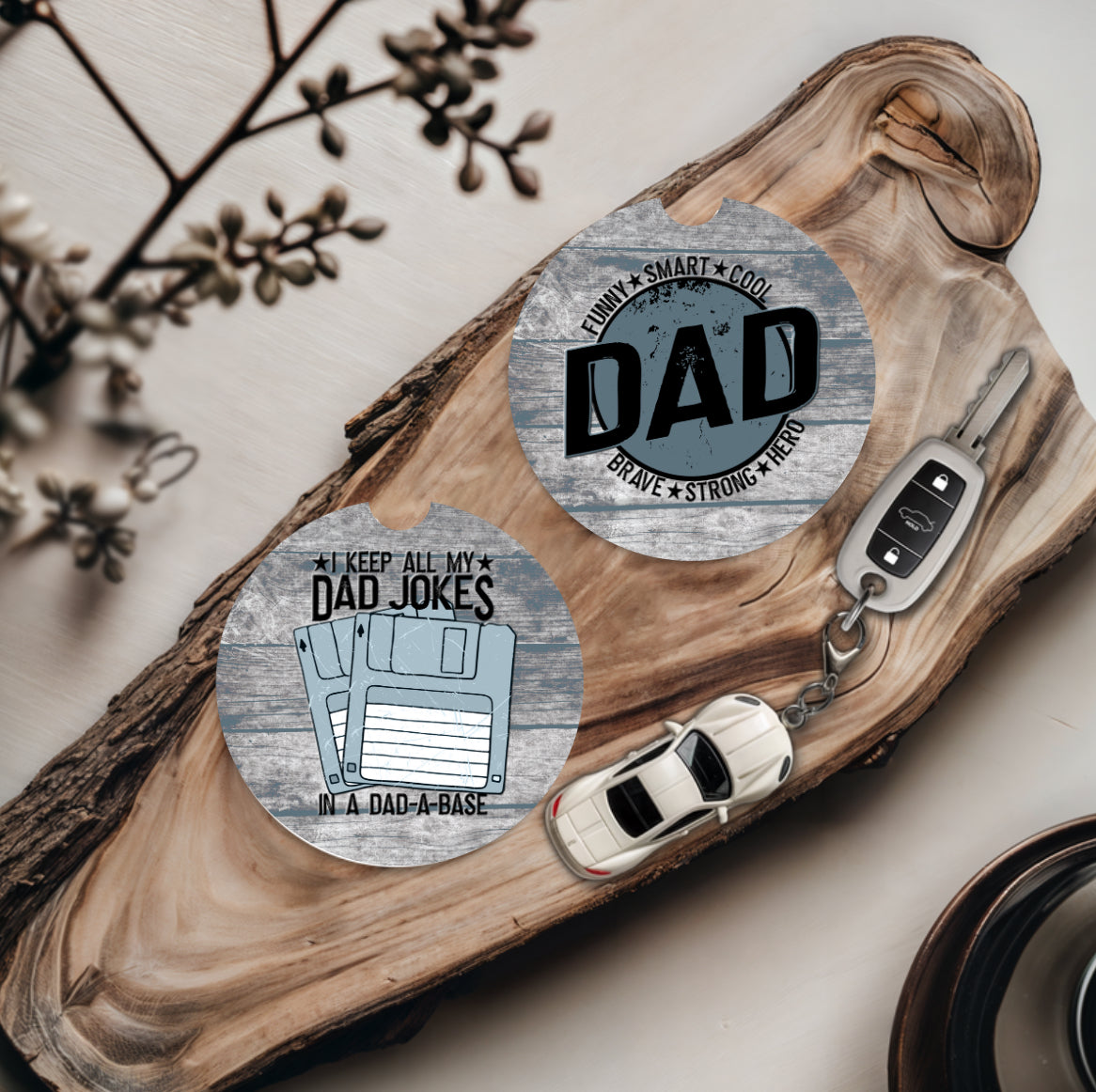 Funny Dad & I Keep All My Dad Jokes  - Father's Day Car Coasters