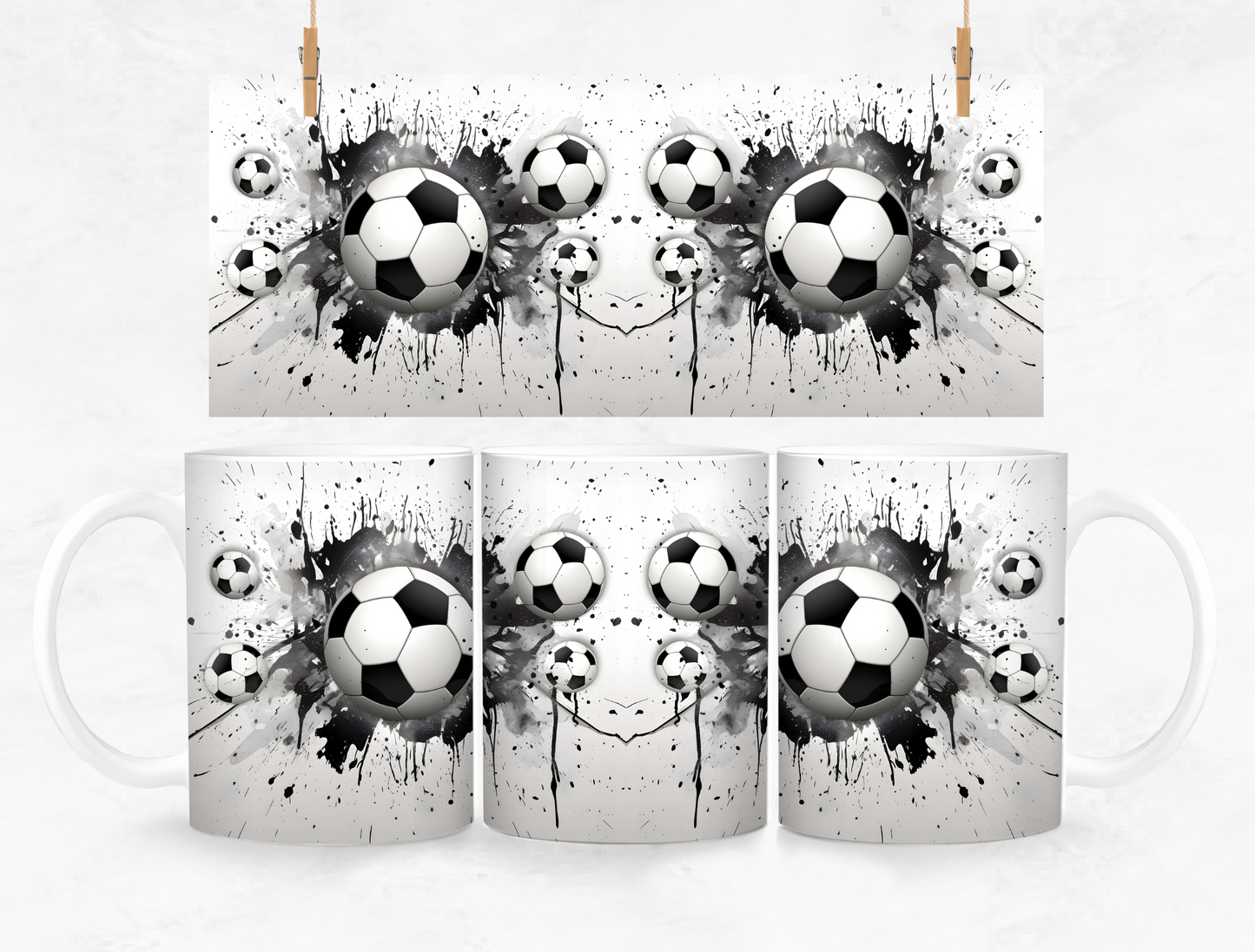 Soccer Ball Splash Back Mug and Coaster Set - White
