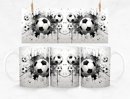 Soccer Ball Splash Back Mug and Coaster Set - White