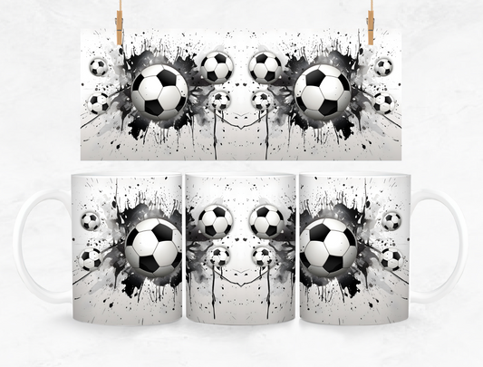 Soccer Ball Splash Back Mug and Coaster Set - White