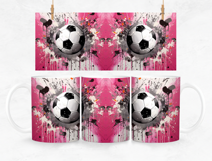 Soccer Ball Splash Back Mug and Coaster Set - Pink