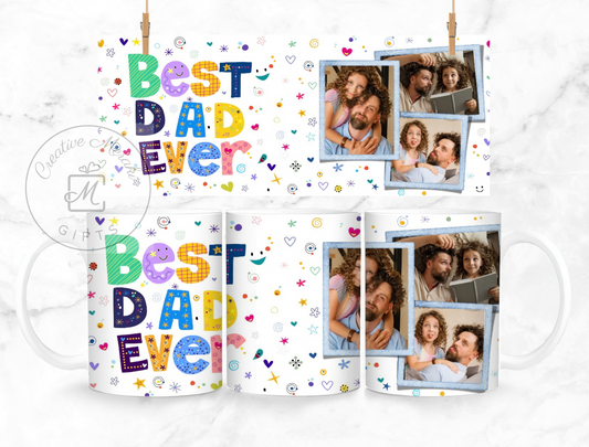 Personalised Best Dad Ever Photo Mug and Coaster Set