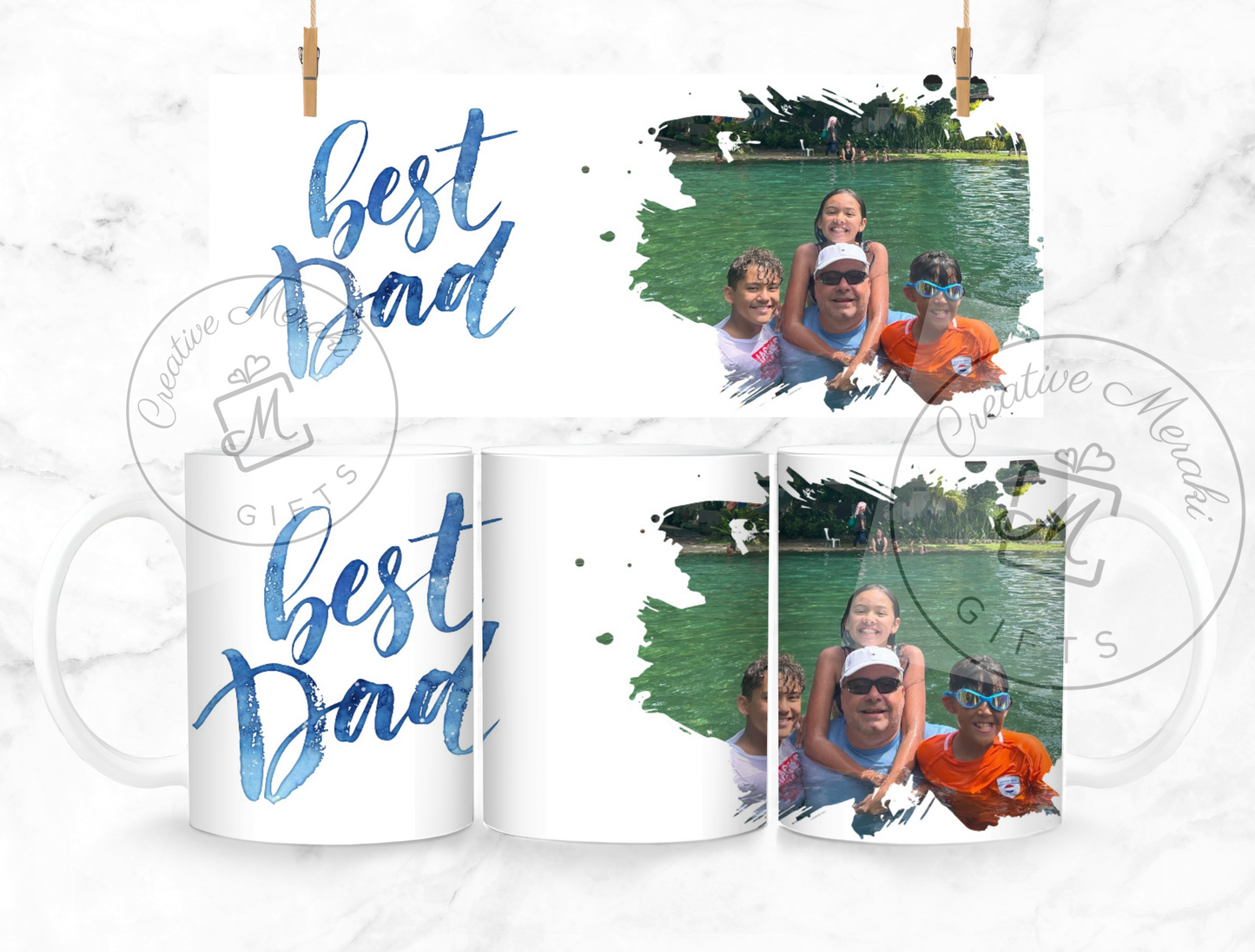 Personalised Best Dad Splash Photo Mug