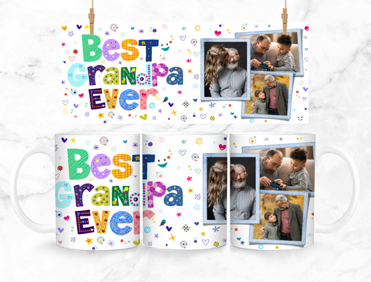 Personalised Best Grandpa Ever Photo Mug and Coaster Set