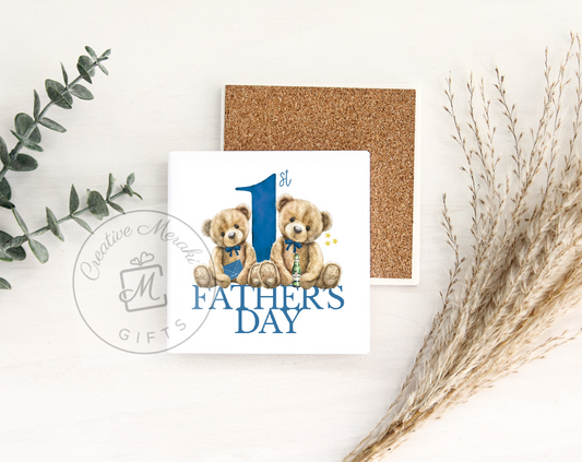 First Father's Day Coaster - Blue