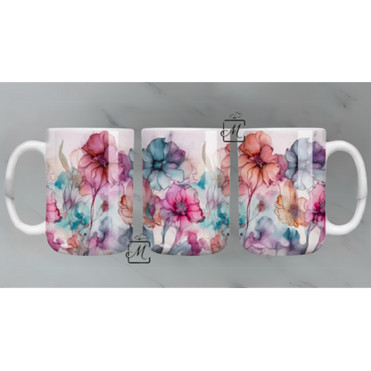 Alcohol Ink Floral Mug 2