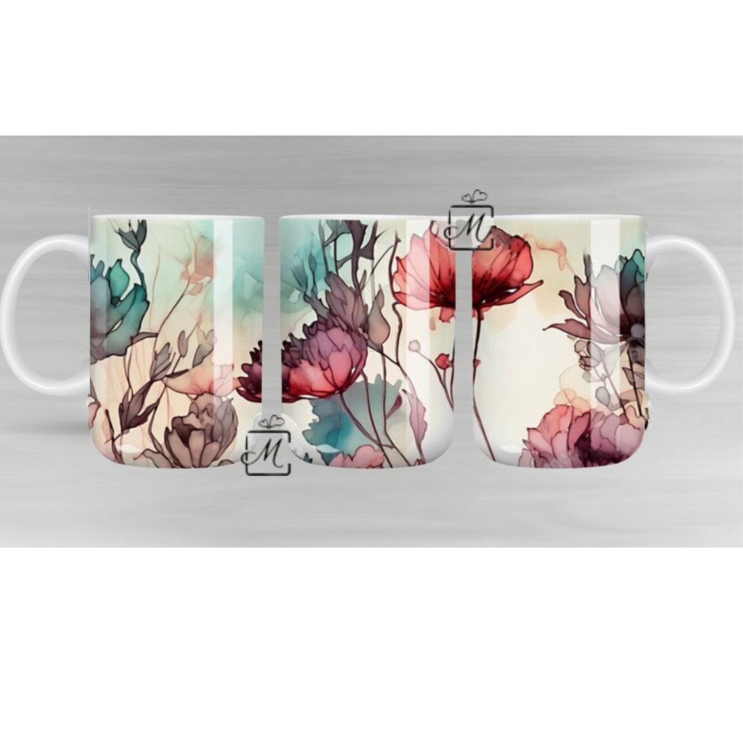 Alcohol Ink Floral Mug 3