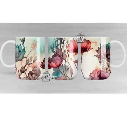 Alcohol Ink Floral Mug 3