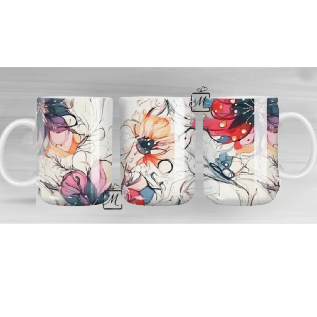 Alcohol Ink Floral Mug 1